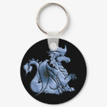 Blue Winged Dragon Black Keychain