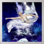 Mermaid with Dolphin  Poster