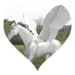 White Pegasus in a Field Heart Sticker