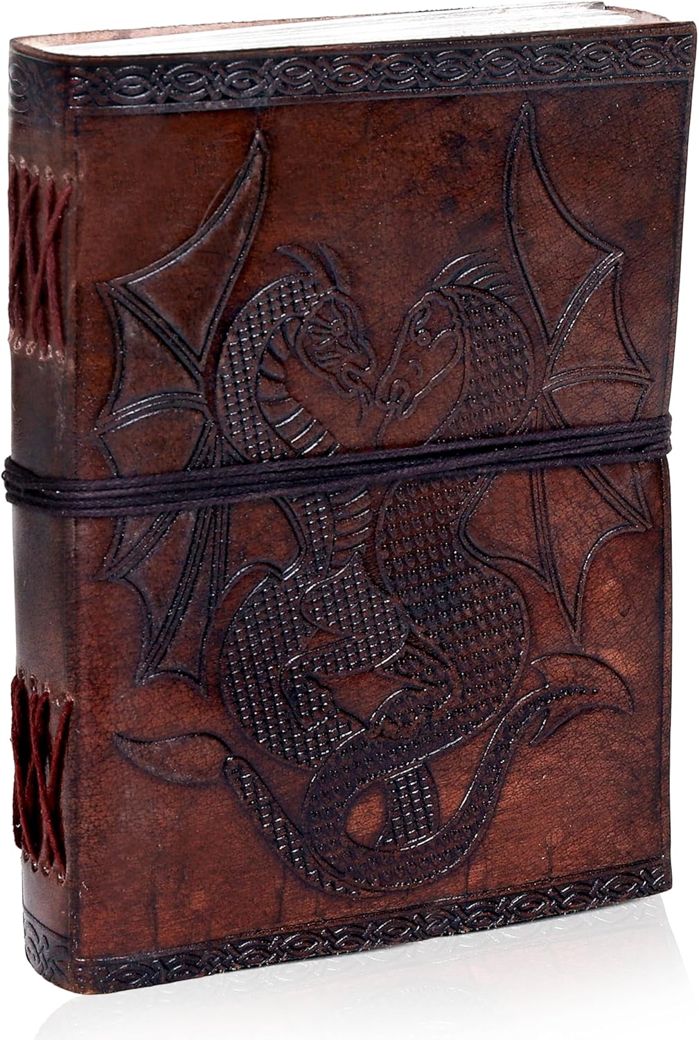 DOUBLE DRAGON Blank Page BOOK Handcrafted Leather Writing Unlined 5 x 7 JOURNAL