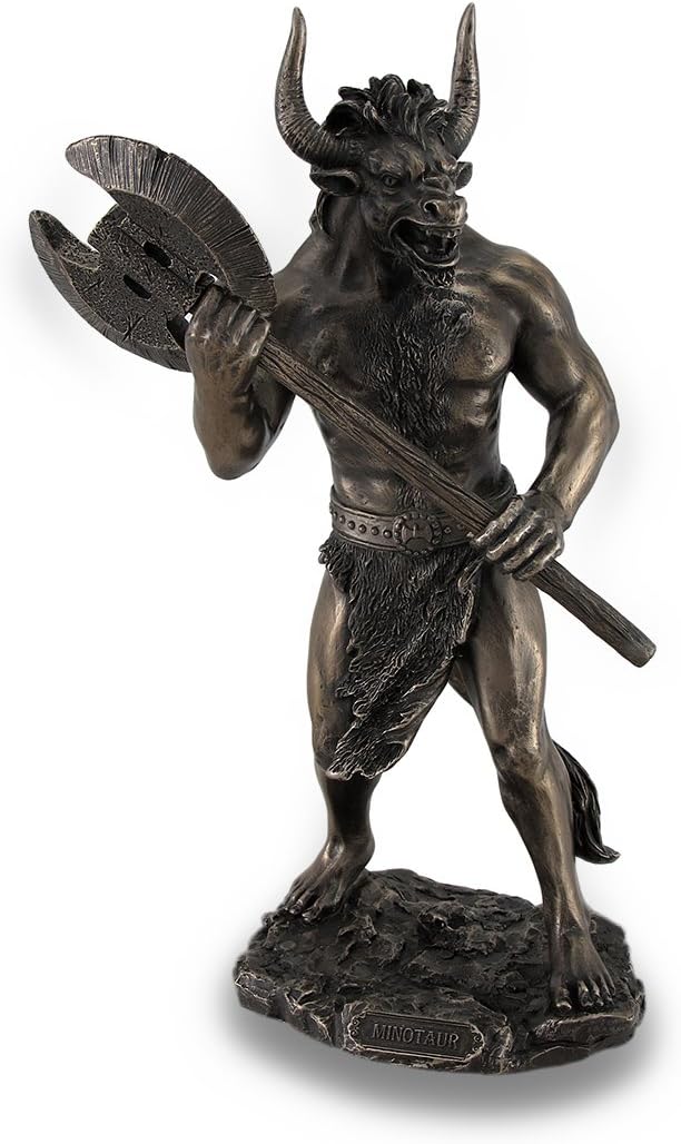 Bronze Finished Minotaur with Labrys Statue