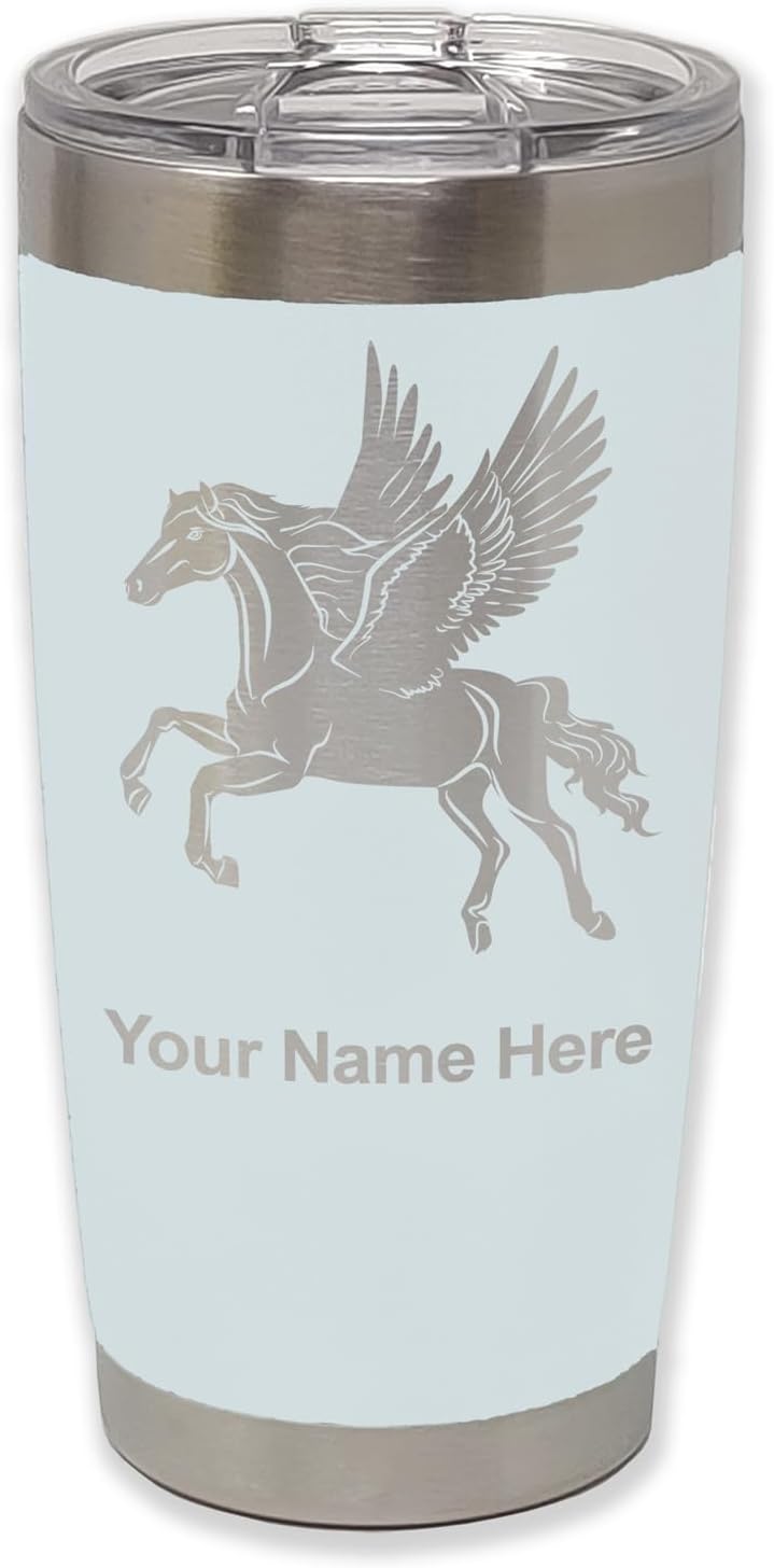 Personalized 20oz Tumbler, Pegasus (Light Blue) | Engraved Gift