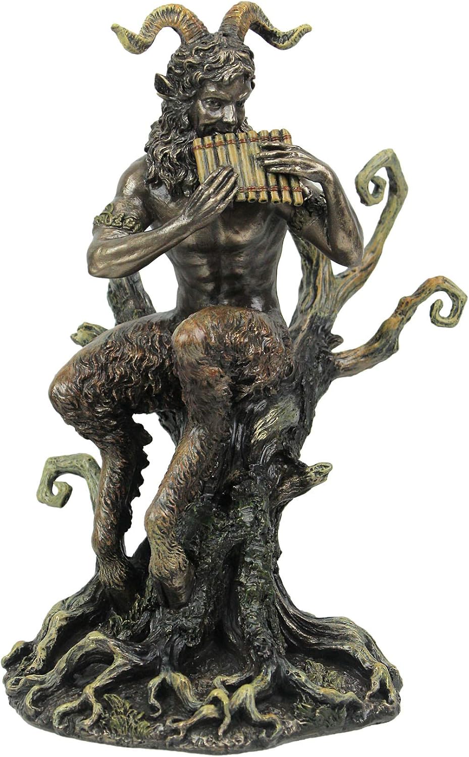 Veronese Design 9 1/2 Inch Pan Playing Flute Cold Cast Resin Bronze Finish Statue