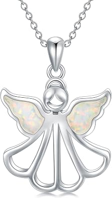 Guardian Angel Necklace for Women Sterling Silver Angel Wings Pendant Necklace