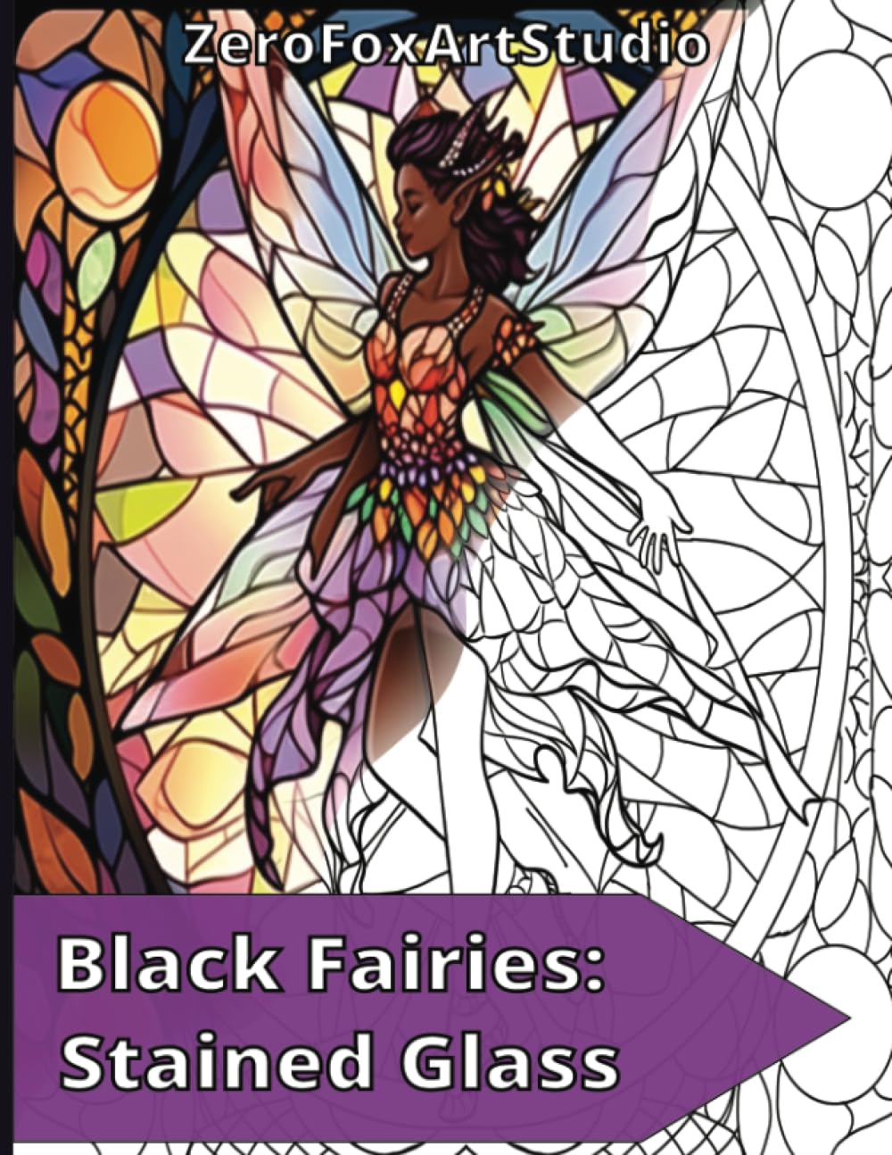 Faeries: Stained Glass: Black Fae Fairy coloring book for Adults