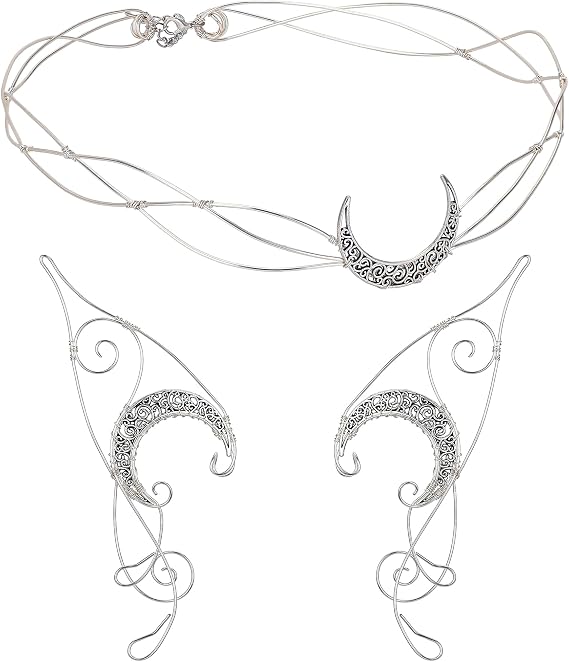 Renaissance Fairy Tale Costume Set - Elf Ear Cuff Earrings Decorative