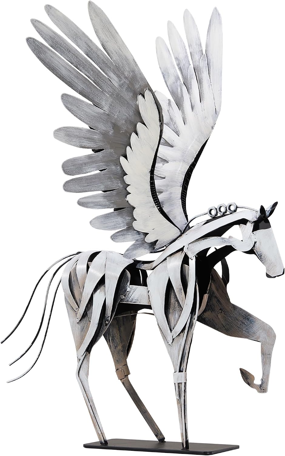 24”H Metal Horse Statue, Handmade Pegasus Greek Décor