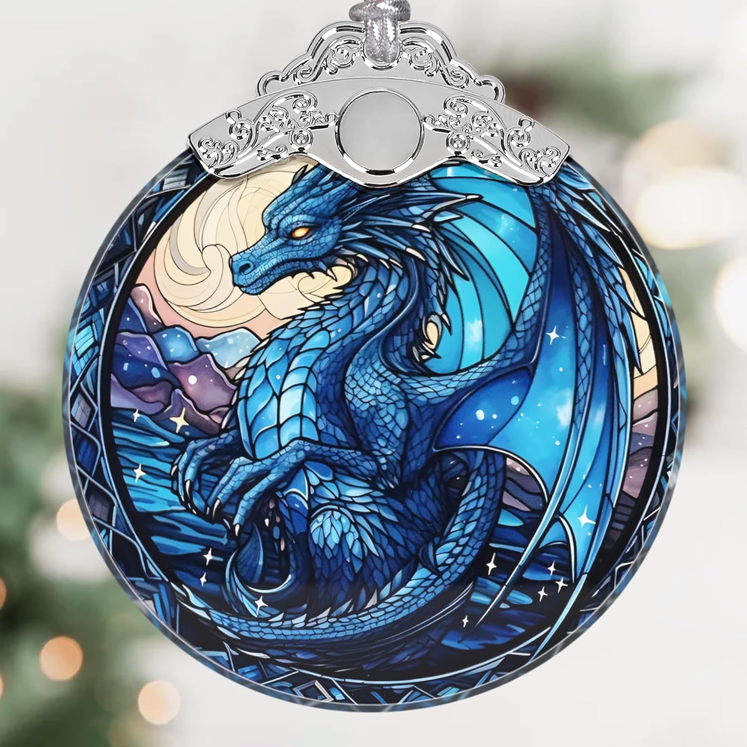 Dragon Stained Glass Christmas Ornament