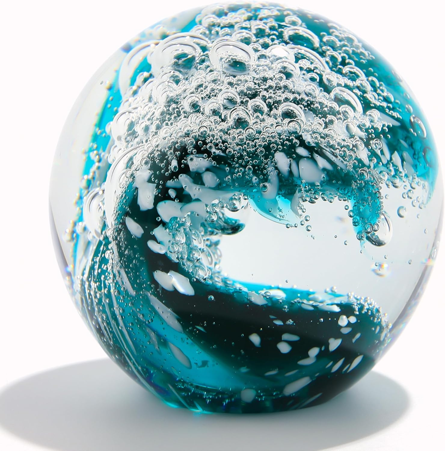 Ocean Waves Hand Blown Glass Decor Crystal Ball
