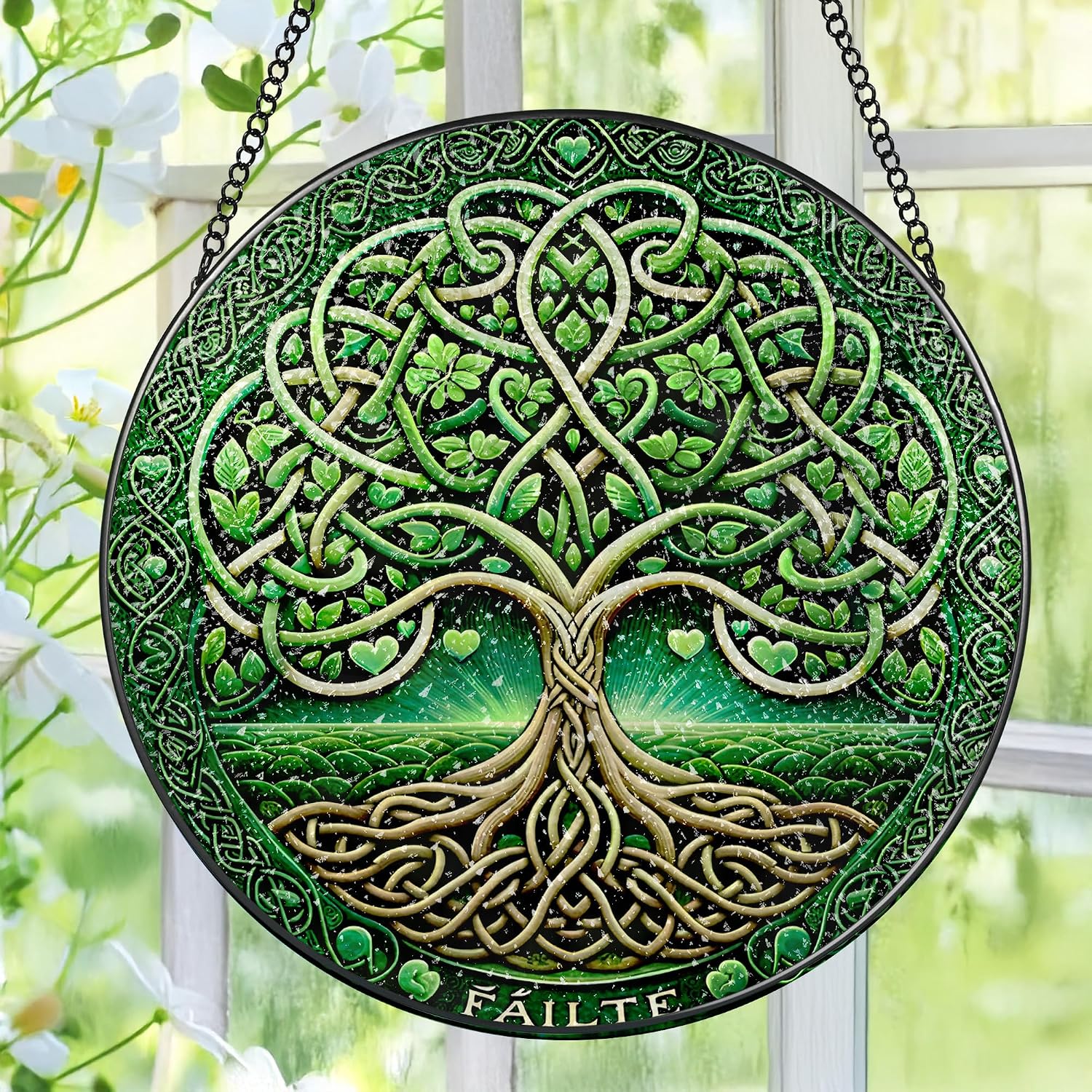 Stained Glass Window Hanging, Pauyadu Tree of Life Sun Catchers, Stained Glass Suncatcher