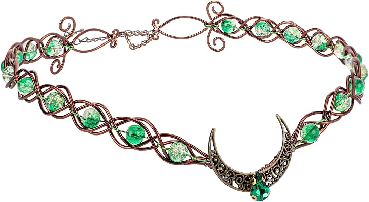 Celtic Beaded V-Shaped Crown - Fairy Moon Viking Headpiece Elf Circlet
