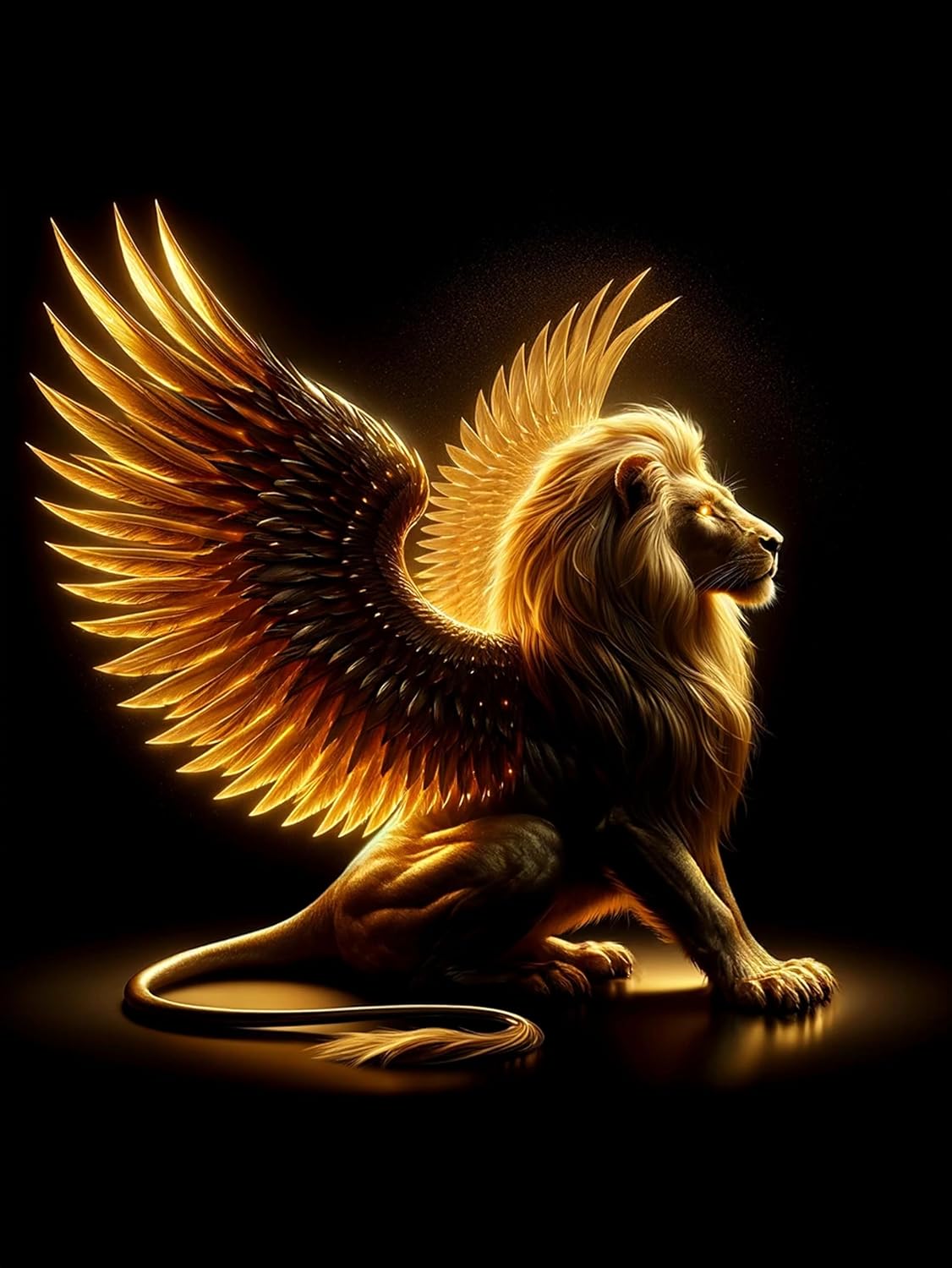 Abstract Lion - Including Modern Abstract Themes (Lion 004 - Wings, 16" L x 12" W, Wrapped Canvas)