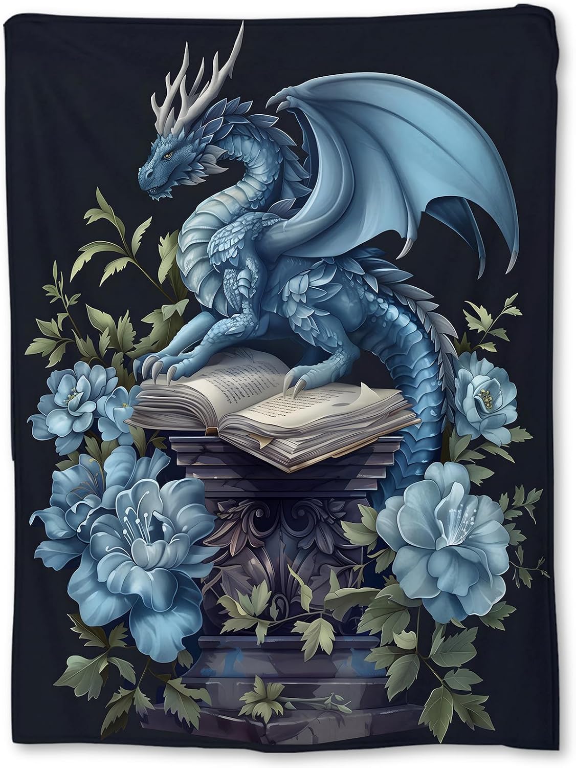 Fantasy Dragon Book Blanket Gifts, Flannel Throw Blanket