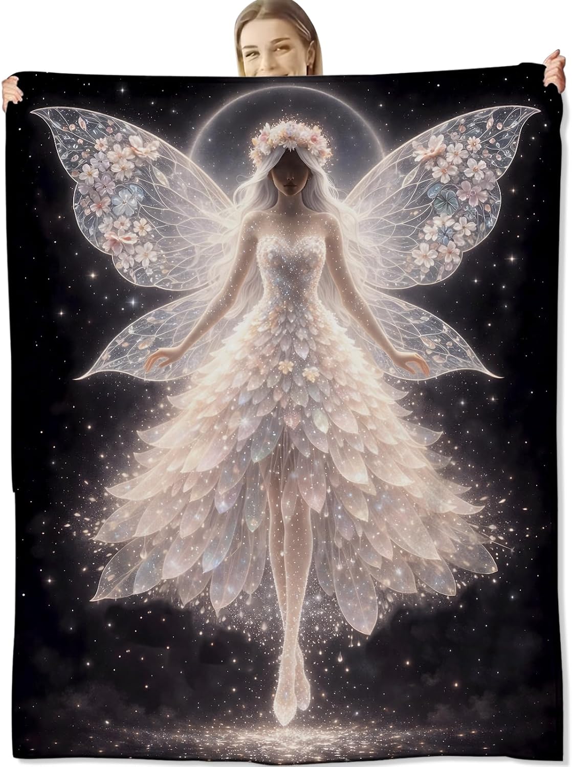 Elegant Fairy Blanket Soft Lightweight, Floral Butterfly Wing Flannel Throw Blanket